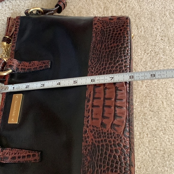 Brahmin Asher Satchel Tote Black Brown Crocodile Embossed Leather Purse - Picture 7 of 17